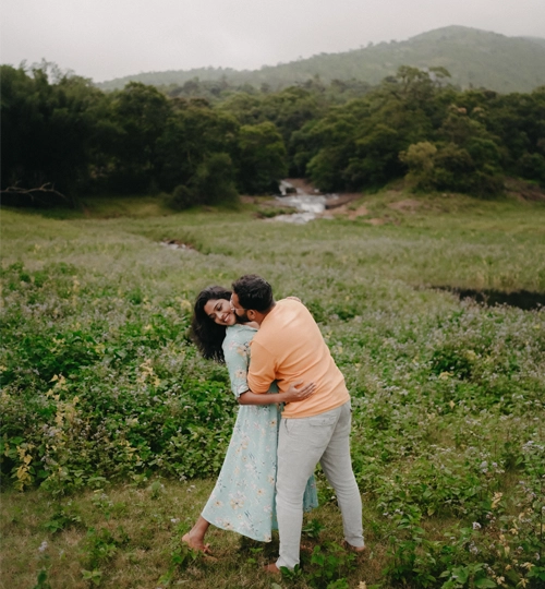Bride and groom in peaceful connection