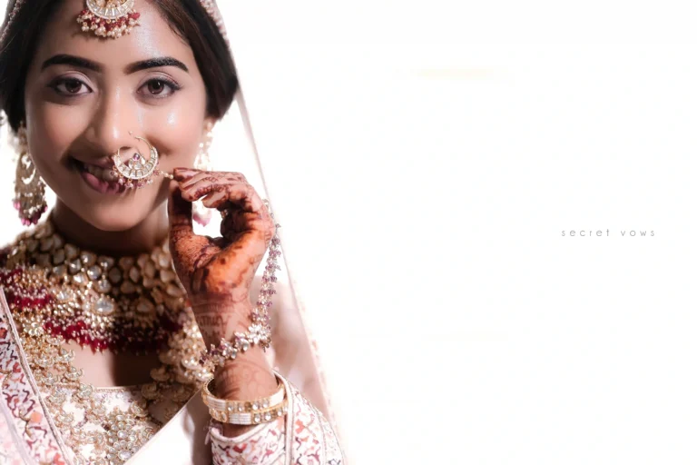 Close-up portrait of South Indian bride