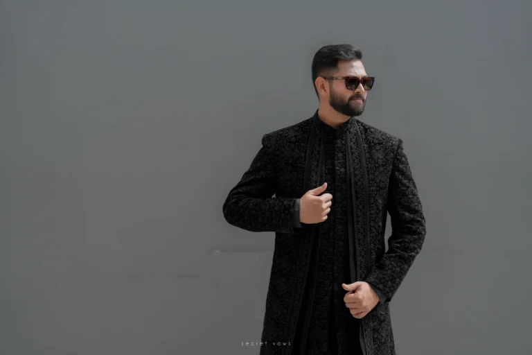 Groom looking away in a natural light portrait session